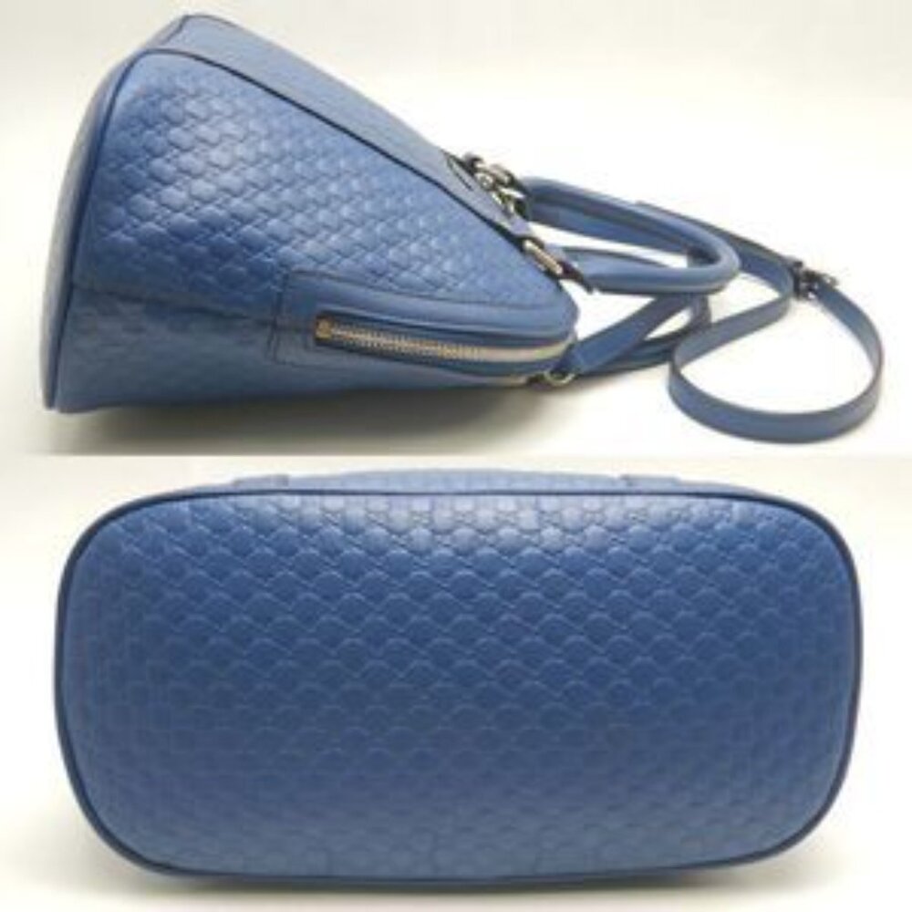 GUCCI 449663 Handbag Micro Guccissima Leather Blue - COA included - Picture 4 of 11